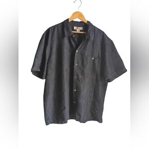 Joe Marlin Black Hawaiian Button Down Short Sleeve Shirt Size XL